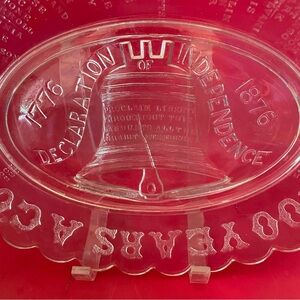 1876 Antique Centennial Platter Plate with Liberty Bell Upside Down